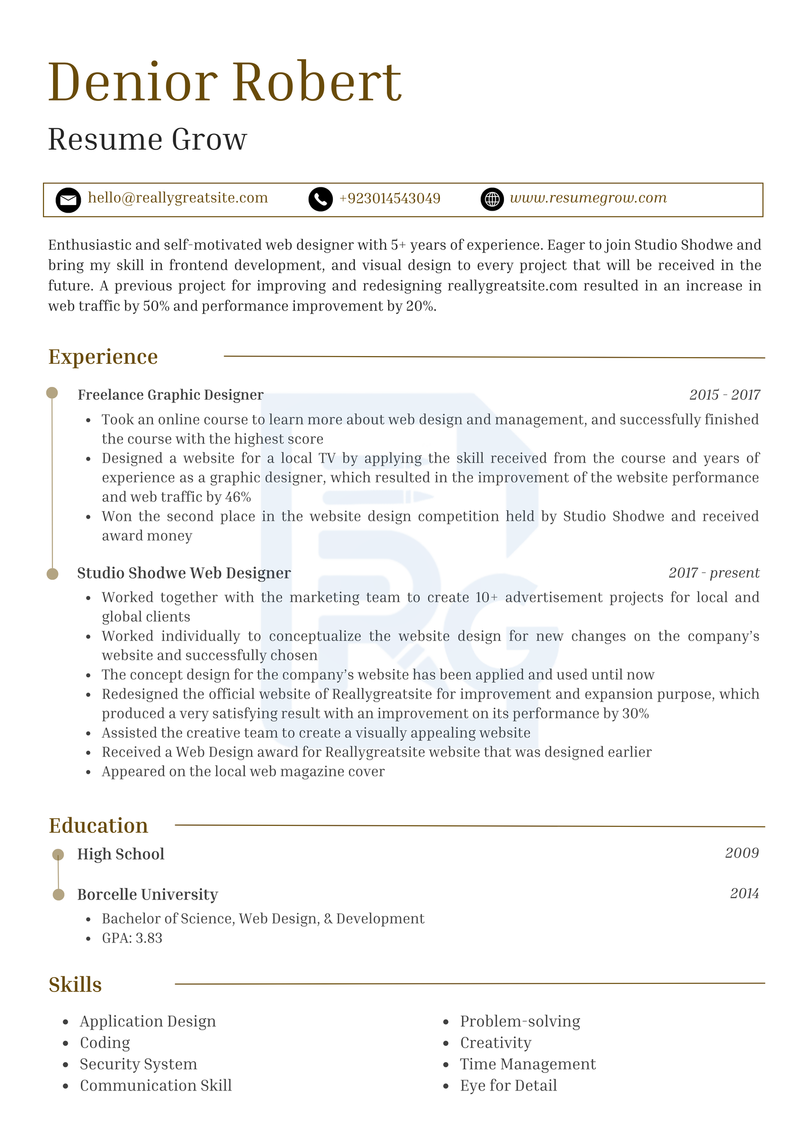 Editorial Resume preview