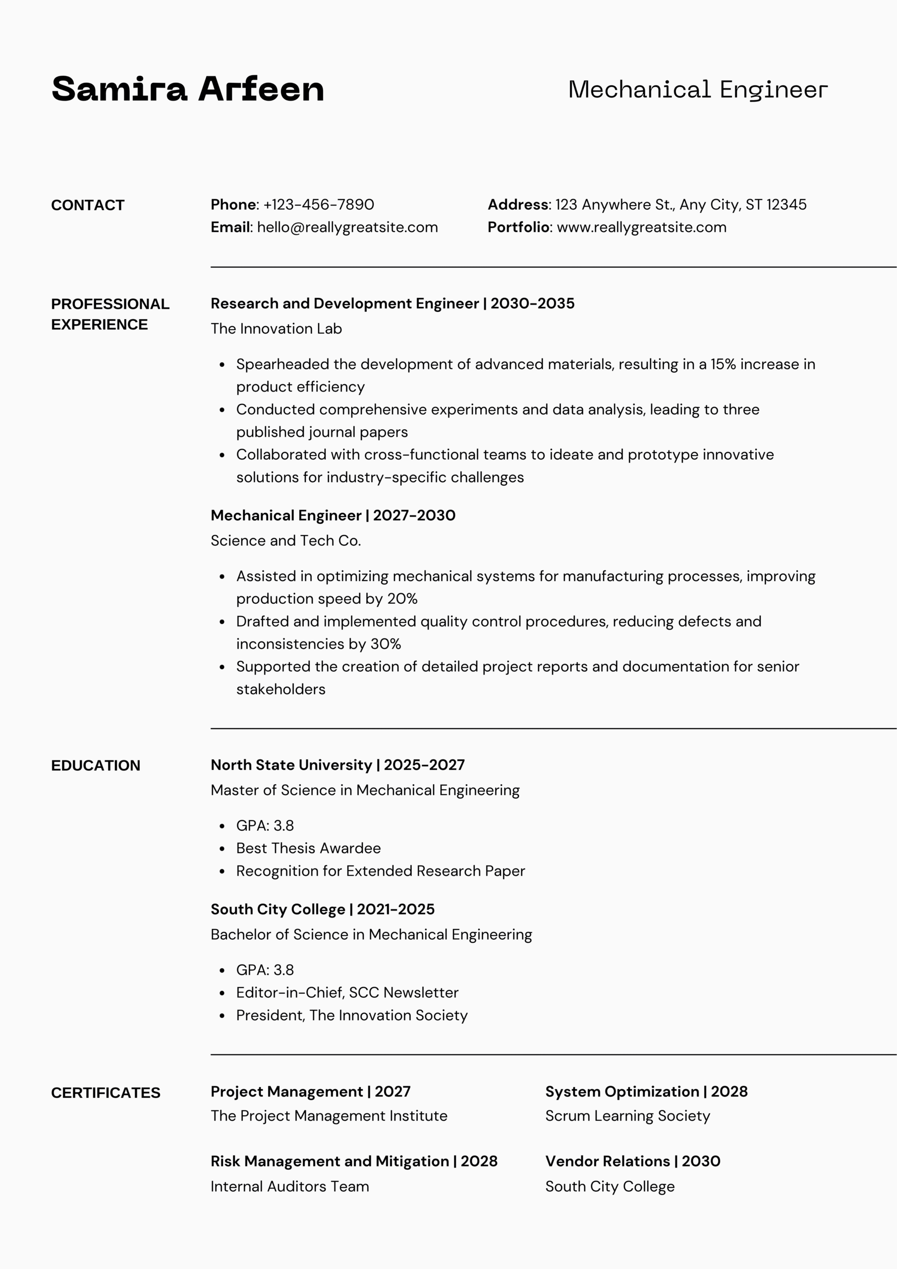Resume Example 4